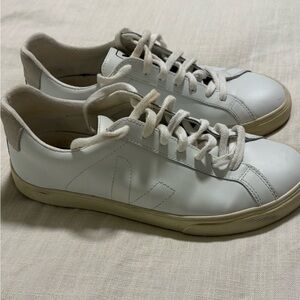 Veja White and Tan Sneakers